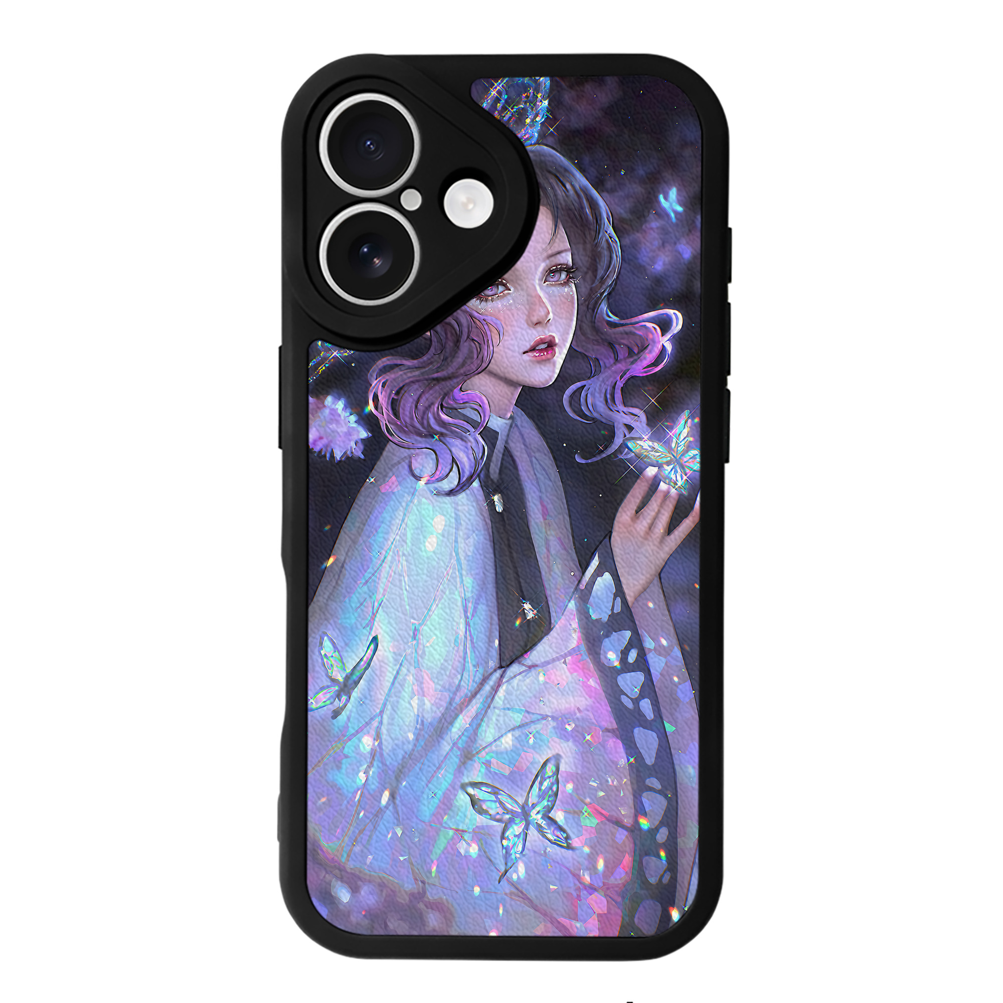 （画像用） 鬼滅の刃（きめつのやいば）蟲柱-胡蝶 しのぶ／こちょう しのぶ Kochou Shinobu 【iPhone 16シリーズ対応】シリコンスマホケース（レザー調） 材質：シリコン